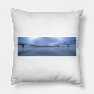 Bridges Under Fog - Murray Bridge, South Australia Pillow