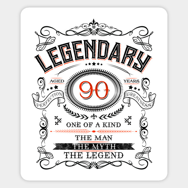 90th Birthday Gift Idea Legendary At 90 Years Old Retro Vintage Party 90th Birthday Gift Idea Legendary Sticker Teepublic