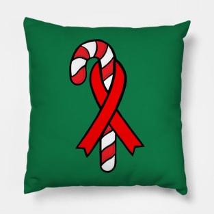 Candy Cane Awareness Ribbon (Red) Pillow