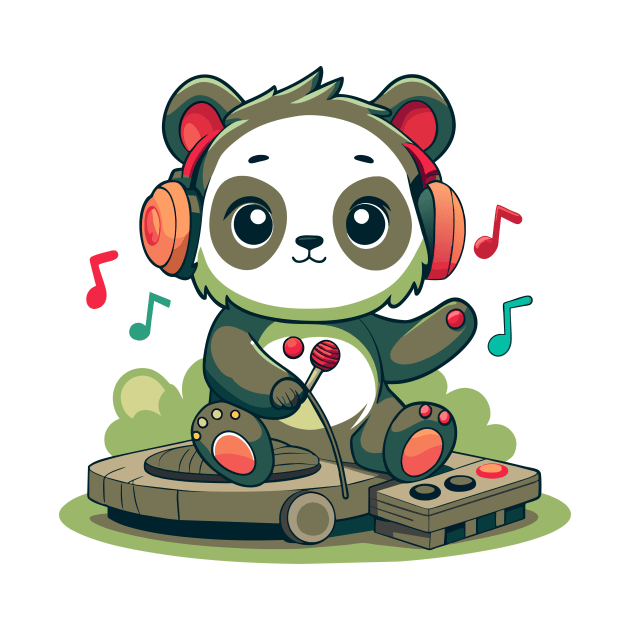 cute panda playing dj music by Shapwac12