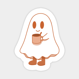 A cute ghost with a cup of tea/coffee/hot chocolate Magnet