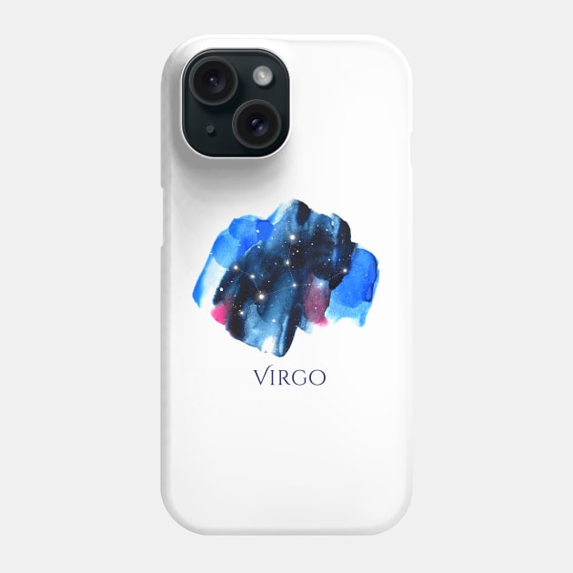 Virgo Zodiac Sign - Watercolor Star Constellation Phone Case by marufemia