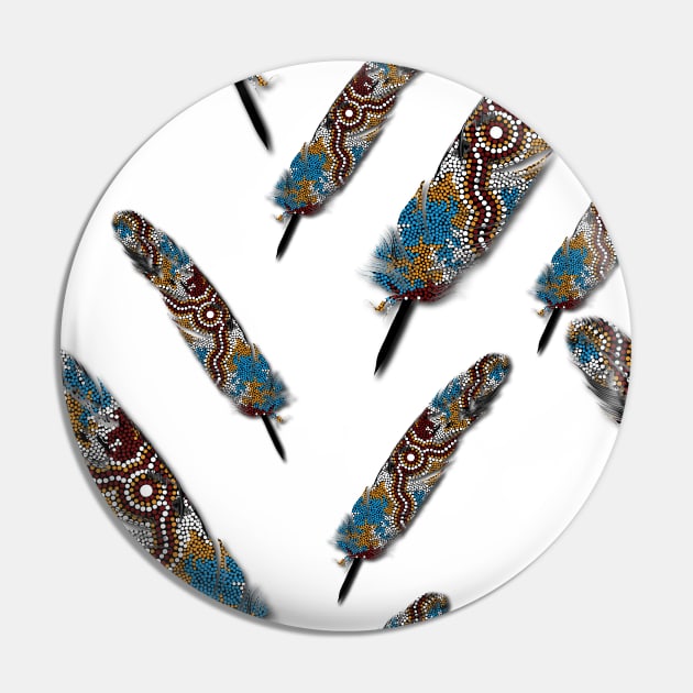 Aboriginal Art - Feather Wetland Pattern Pin by hogartharts