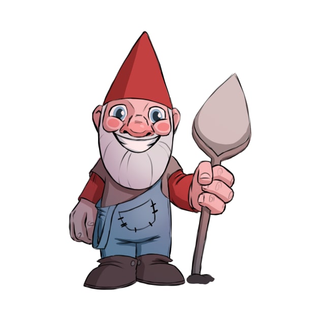 Happy Garden Gnome with a Trowel by PaperRain