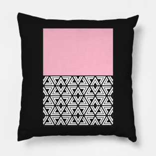 Black, White and Pink Geo Pillow