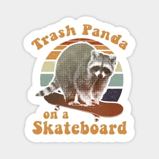 Trash panda on a skateboard retro Magnet