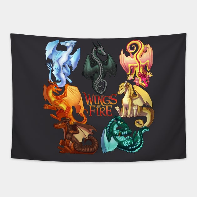 Wings of Fire: Jade Winglet Dragonets (with Logo) Tapestry by Biohazardia