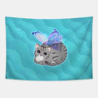 Grey Tabby Fairy Cat Tapestry