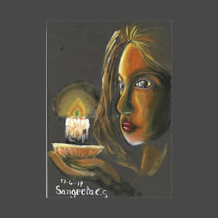 lady in the candle light limited palette acrylic painting T-Shirt