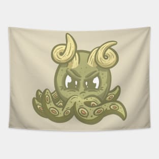 Grumpy Kawaii Octopus Cute Cartoon Character Tapestry