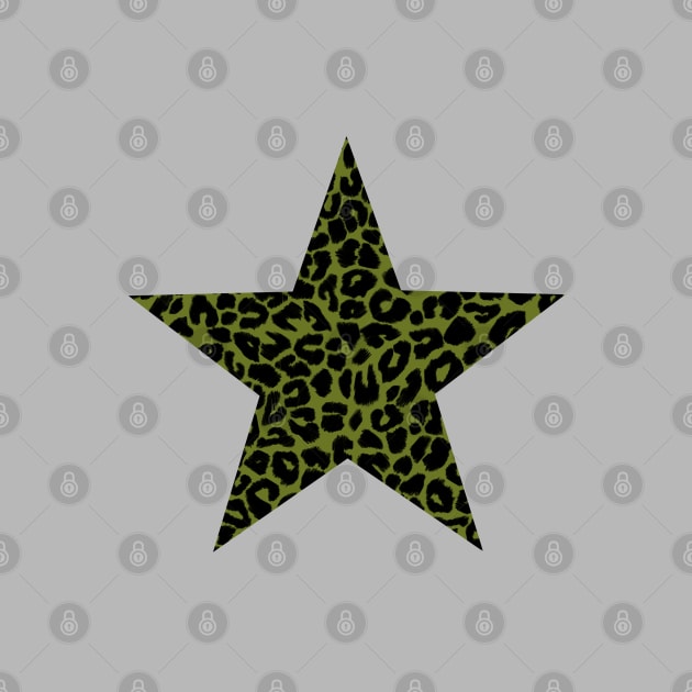 Leopard Print Star Pattern in Green and Black by OneThreeSix