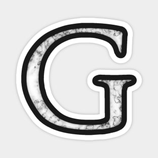 G in Roman White Marble Latin Alphabet Letter Sticker Magnet