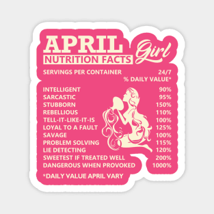 April Girl Nutrition Facts Servings Per Container Magnet