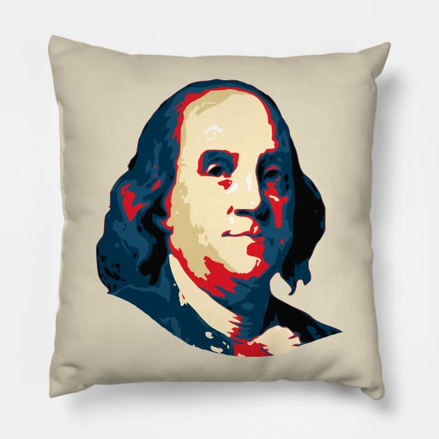 Benjamin Franklin Pop Art Pillow by Nerd_art