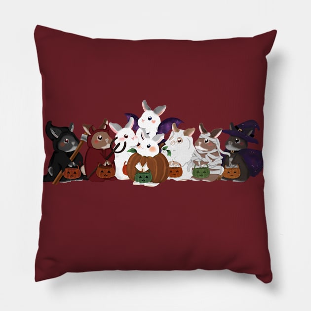 Rabbit Halloween Horizontal Design _ Bunniesmee Halloween Edition Pillow by GambarGrace