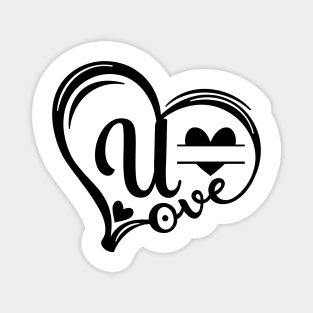 letter u monogram in the shape of love Magnet