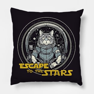 Space cat | Cyberpunk cat pilot Pillow