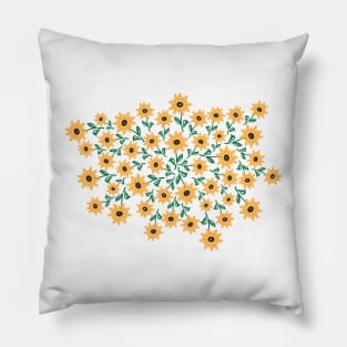 Hand Drawn Yellow Green Sunflowers Pillow