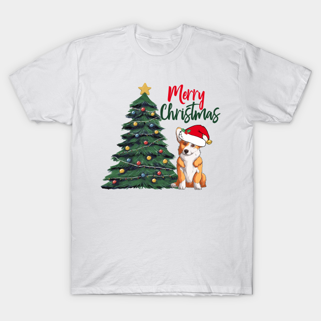 Discover Merry Christmas Corgi in Santa Hat - Christmas Corgi - T-Shirt