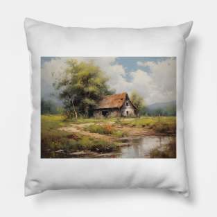 Old House by a Pond Pillow