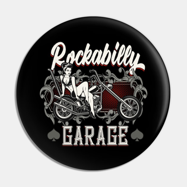 Rockabilly Garage Biker Pin-Up Girl Pin by Foxxy Merch