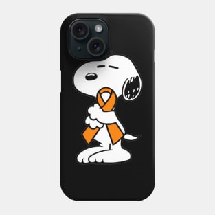 Dog Hugging an Awareness Ribbon (Orange) Phone Case