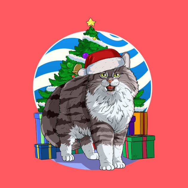 Norwegian Forest Cat Santa Christmas Gift by Noseking