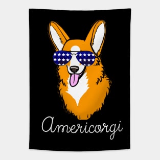 Cute Corgi Face Cogi Lover Independence Day - Americorgi Tapestry