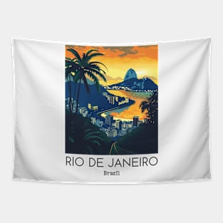 A Vintage Travel Illustration of Rio de Janeiro - Brazil Tapestry