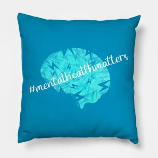 Love Life Teal Mental Health Matters Brain Lightening Bolts Pillow