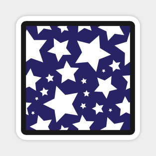 White star print on navy blue Magnet