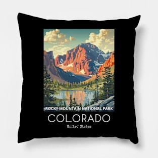 A Vintage Travel Illustration of the Rocky Mountain National Park - Colorado - US Pillow