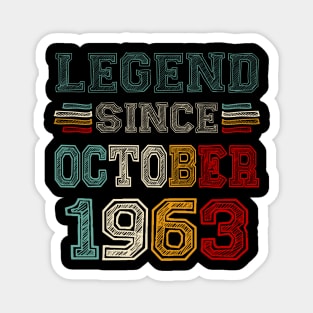 60 Years Old Legend Since October 1963 60th Birthday Magnet