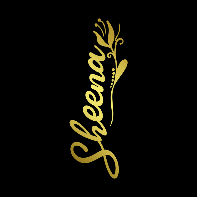 Sheena Name Faux Gold Yellow Tulip Flourish by xsylx