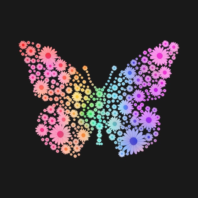 Rainbow Flower Spring Butterfly Silhouette by Art by Deborah Camp