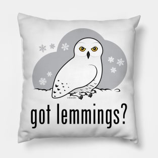 Funny Cartoon Snowy Owl: got lemmings? Pillow