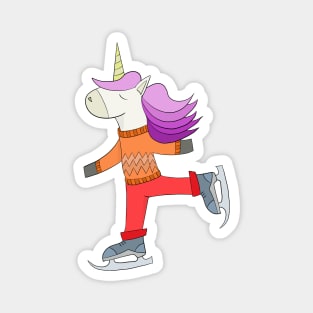 Unicorn skating in winter Magnet