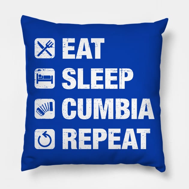 Eat, Sleep, Cumbia, Repeat Pillow by verde