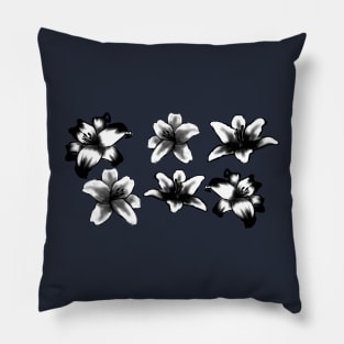 Beautiful black and white lily design Pillow