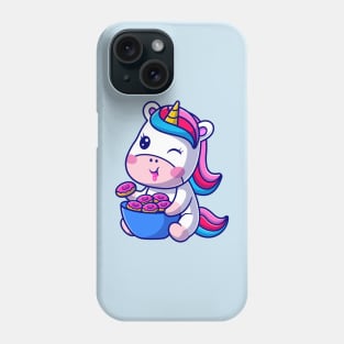 Cute Baby Unicorn Eating Donut Cartoon Phone Case