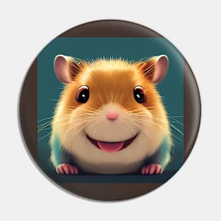 Smiling Hamster Art Pin