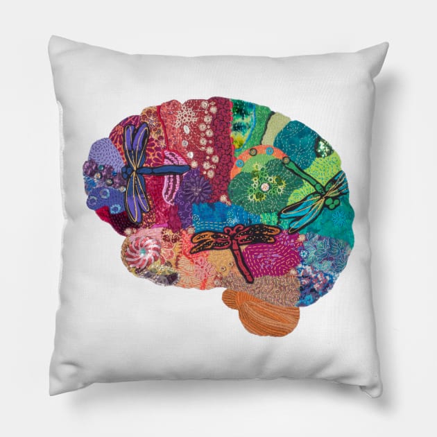 Dragonfly Brain - Creativity and Change Pillow by Laurabund