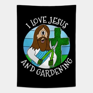 I Love Jesus and Gardening Christian Gardener Funny Tapestry