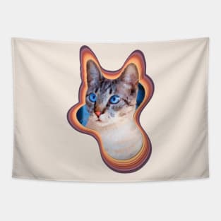 colorful domestic shorthair cat painting Tapestry