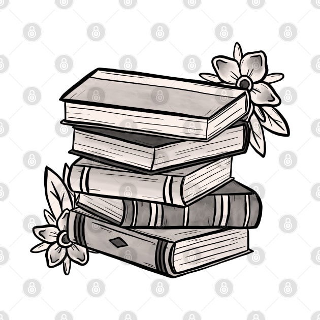 Tattoo Style Book Stack by Jewelia