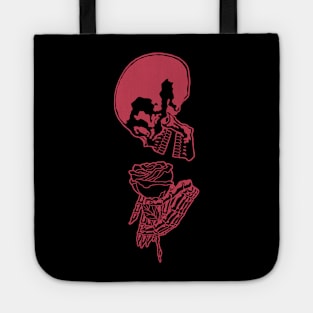 Skull and Rose Ink Art Tattoo Retro Red Tote