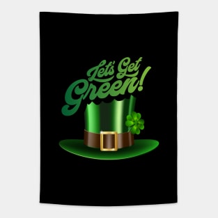 Happy St. Patrick's Day! Celebrate with green hat with clover and sophisticated inscription. Tapestry