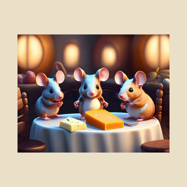 Mouse family at the dining table by MarionsArt