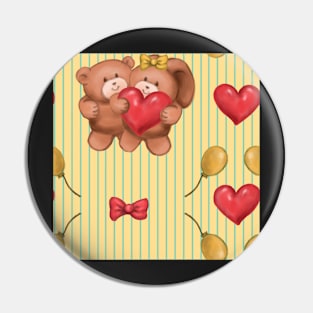 Teddy and Bunny lovely yellow stripes Pin