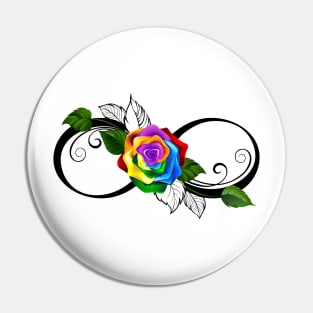 Infinity Symbol with Rainbow Rose Pin